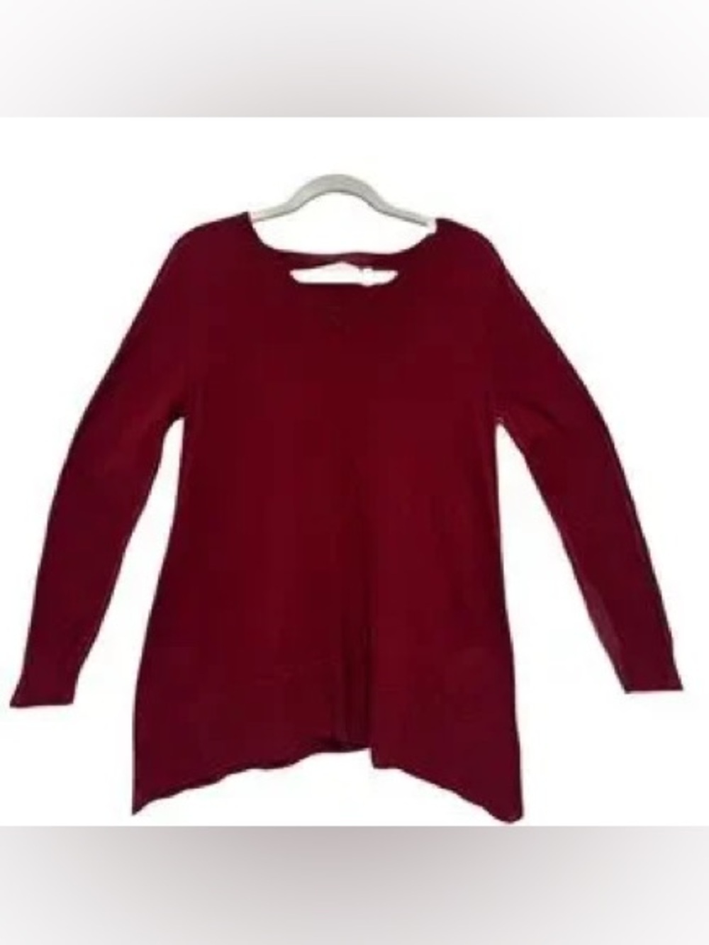 Soft Surroundings Deep Red V-Neck Tunic Sweater